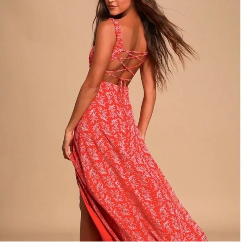 Lulu's Scarlet Floral Maxi Dress